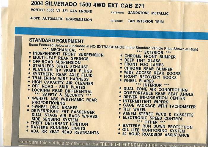 [Equipment List]